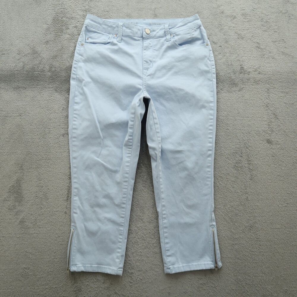 Laurie Felt Jeans Women's 8R Lt. Blue Mid-Rise Wave Capri Ankle Zip 20.5" Inseam